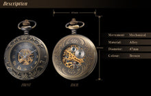 Steampunk Skeleton Bronze Pocket Watch